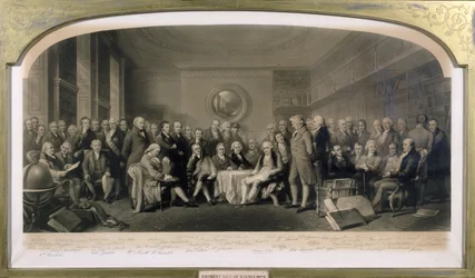 Berühmte Wissenschaftler, 1807-08, versammelt in der Bibliothek der Royal Institution, 4. Juni 1862